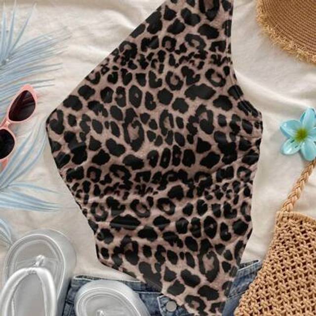Soleia Plus Size Women&#39;s Casual Leopard Print Blouse, Vintage Style, Suitable For Beach Or Resort Wear, Summer