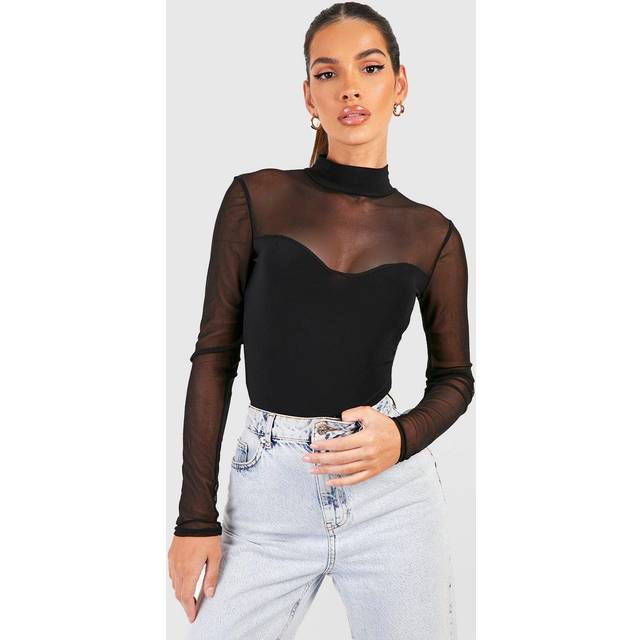 Womens Mesh Bralet Bodysuit - Black - 14, Black