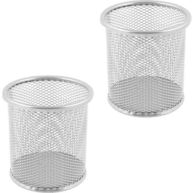 TEMU 2 X Mesh Pen Holder - Desk Bin Pencil Pot|pen Holders Desk Tidy|desk Accessories Pencil Organiser And Makeup Brushes Storage, Gifts For Her Round Desk Stationery