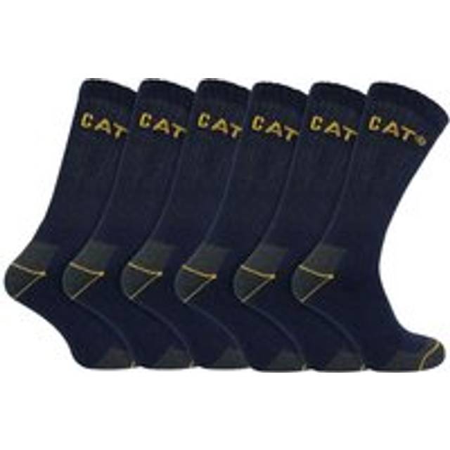 (3-5 UK, Navy) Caterpillar - 6 Pack Unisex Heavy Duty Work Socks for Steel Toe Boots