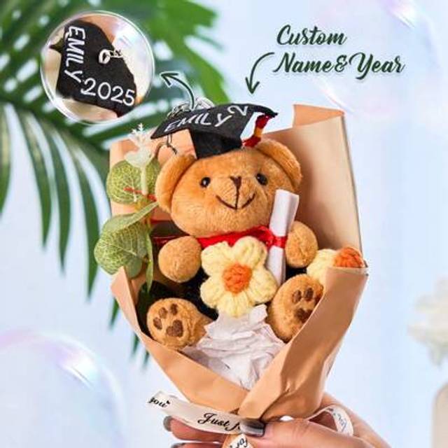 SHEIN 1pc Custom Text Graduation Bouquet Keychain, Personaiized Graduation Bear 2025 Graduation Gifts, Gifts For Graduates Graduation Gifts Grad Keepsake Cr