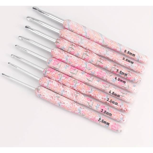 TEMU 8pcs Crochet Hook Set, Ergonomic Metal Needles 2.5mm-6mm With Case - Ideal For Arthritis Sufferers & Craft Lovers
