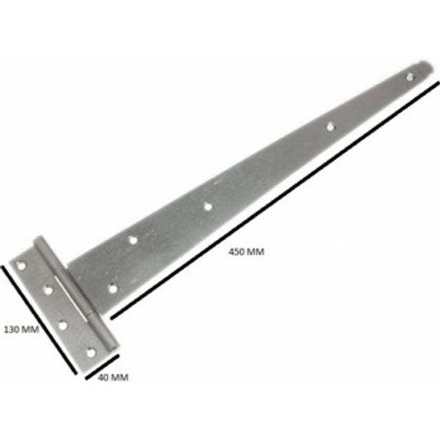 Gate Shed Door Tee T Hinge 18 Inch 450mm Bzp Steel + Screws Qty. 6 Pairs