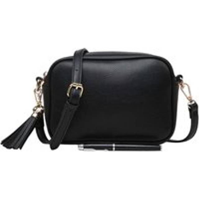 Small Plain Colour Crossbody Camera Bag With Tassel Charm - Black - One Size