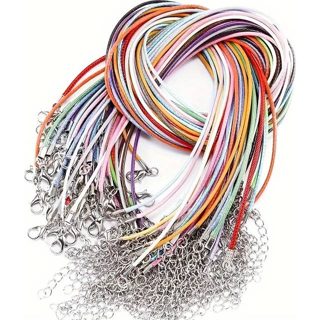 TEMU 50pcs 45cm Diy Lobster Wax Thread Pendant Necklace Jewelry Wax Thread Pu Leather Rope Chain Jewelry Necklace Men And Women Necklace Matching Necklace Jewelry Making Chain