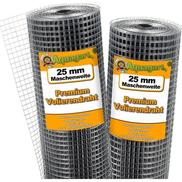 Aquagart - 75 m x 1 m Aviary wire Wire mesh Welding grid Wire mesh Wire fencing