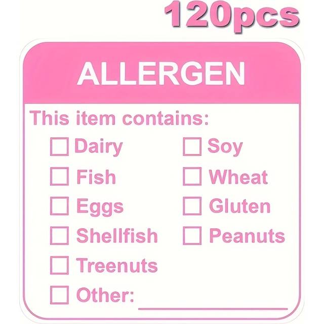 TEMU 120pcs Pink Warning Stickers Labels For Food Packaging And Everyday Office Use, Food Label Stickers