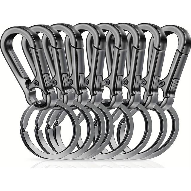 TEMU 8pcs Durable Metal Keychain Set - Convenient Key Ring And Key Chain Pouch, Equipped With Sturdy Clips And Car Key Hooks - Ideal For Men