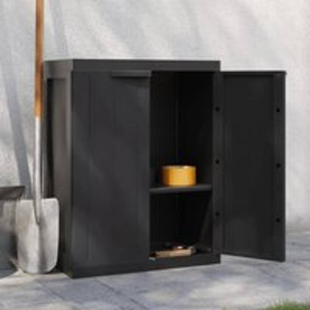 Outdoor Storage Cabinet Black 65x37x85 cm PP - One Size