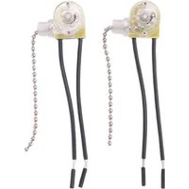 Tlily - Ceiling Fan Light Switch ZE-109 Two-Wire with Pull Cords for Fans Lamps 2Pcs Silver