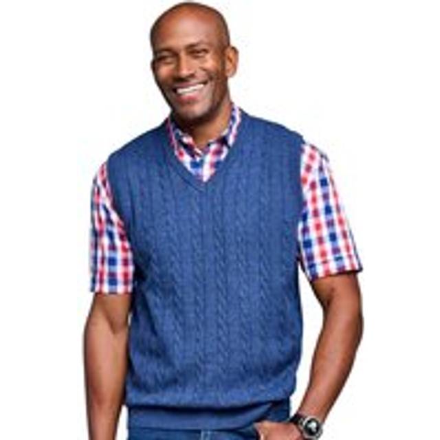 Elegant Cable Knit Slipover Premium Yarn Ribbed Hem and Cuffs Classic - Navy - 4XL