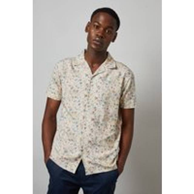 Mens Cream Sunrise Camo Print Short Sleeve Shirt