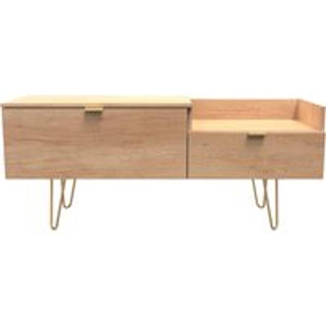 Hong Kong F TV Unit Dark Oak 1 Shelf 2 Drawers 39cm