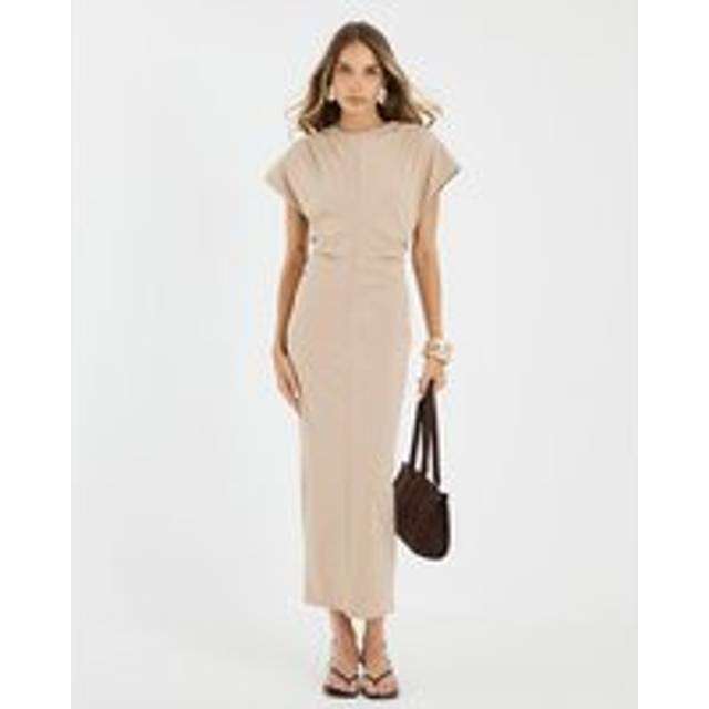 River Island Womens Beige Short Sleeve Midi Dress - L