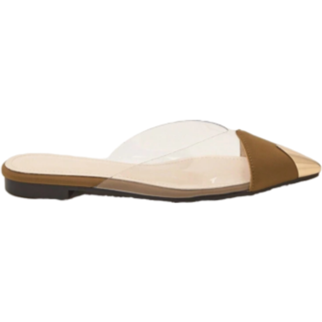 SHEIN New Spring/Summer Pointed Toe Transparent Glass Jelly Pvc Flat Low Vamp Women&#39;s Sexy Slipper