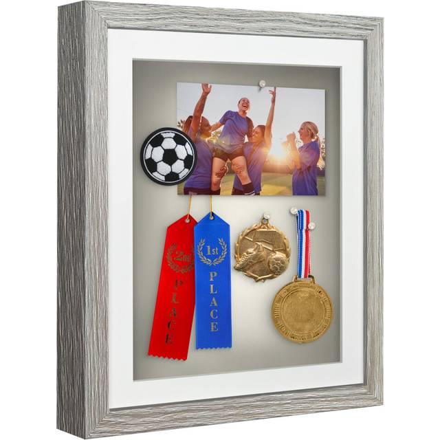 Americanflat 11x14 Shadow Box Frame with Shatter-Resistant Glass - Use as 9x12 Frame with Mat or 11x14 Frame Without Mat - Silhouette Collection - Dri