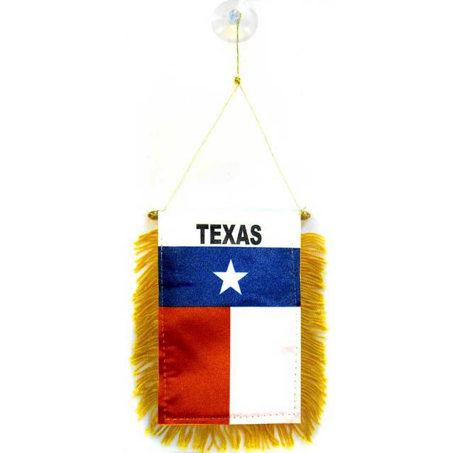 Texas mini Banner 6'' x 4'' - Texan US state PENNANT 15 x 10 cm - mini Banners 4x6 inch suction cup hanger