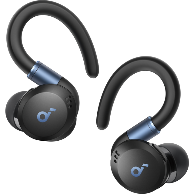 Soundcore av Anker Sport X20, Trådlösa Workout Hörlurar, Roterbara och Utdragbara Öronkrokar, Brusreducering, Djup Bas, IP68 Vattentät, Svettresistent, Dammtät, 48h Speltid, Sport Hörlurar