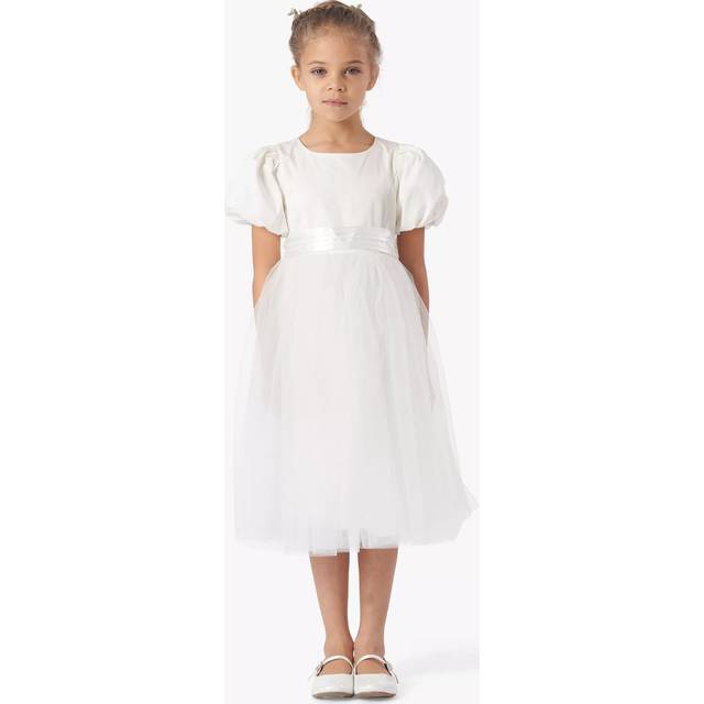 Ivory Tulle Flower Girl Dresses | Ivory Sash | Angel & Rocket / 5 yrs - White
