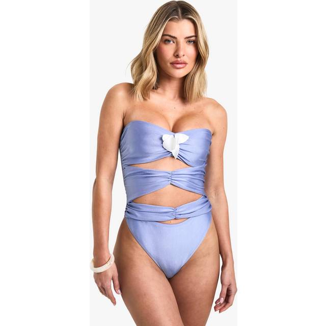 Womens Orchid Applique Cutout Swimsuit - Blue - 14, Blue