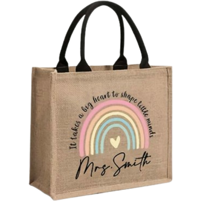 SHEIN 1Pc Custom Teacher Appreciation Tote Bag - Personalized Canvas Beach & Shopping Bag With Monogrammed Name, Foldable & Lightweight, Machine Washable Ba