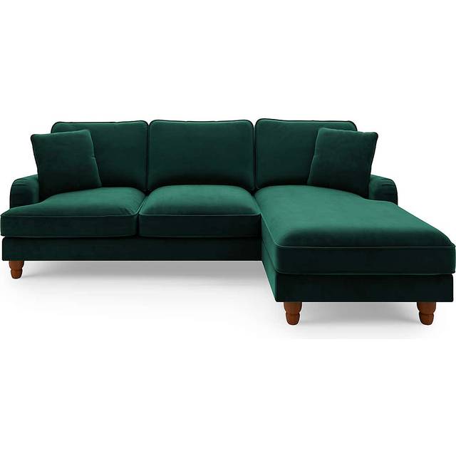 Beatrice Matte Velvet Right Hand Corner Sofa - Matte Bottle Green