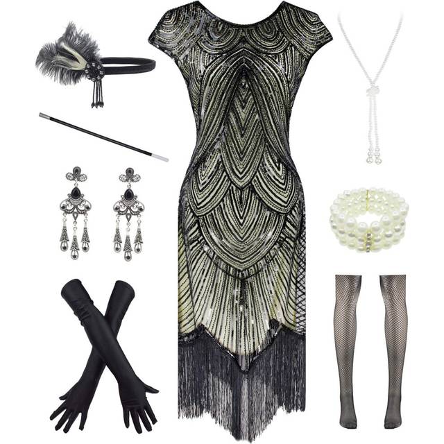 Letter Love Women 1920s Vintage Flapper Fringe Beaded Gatsby Party Dre