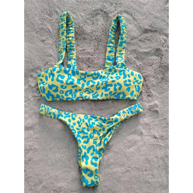 (green, S) Sexy Micro Bikini 2025 Women Orange Leopard Push Up Padded Thong Swimsuit Female Cut Out Bathing Suit Swimwear Trajes De BaÃ±o