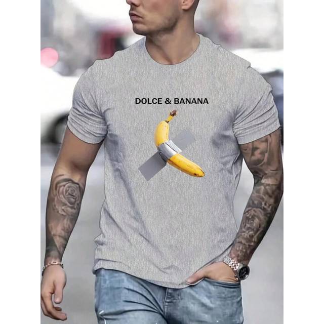 (HMY-972-1, Asian-XL(70-85KG)) Summer Men Women T Shirt Designer Tee Tape banana Print Short Sleeve Cotton Tshirt Brand T-shirt Oversized Top Clothing