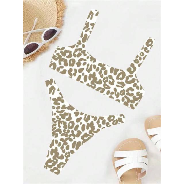 (khaki, S) Sexy Micro Bikini 2025 Women Orange Leopard Push Up Padded Thong Swimsuit Female Cut Out Bathing Suit Swimwear Trajes De BaÃ±o