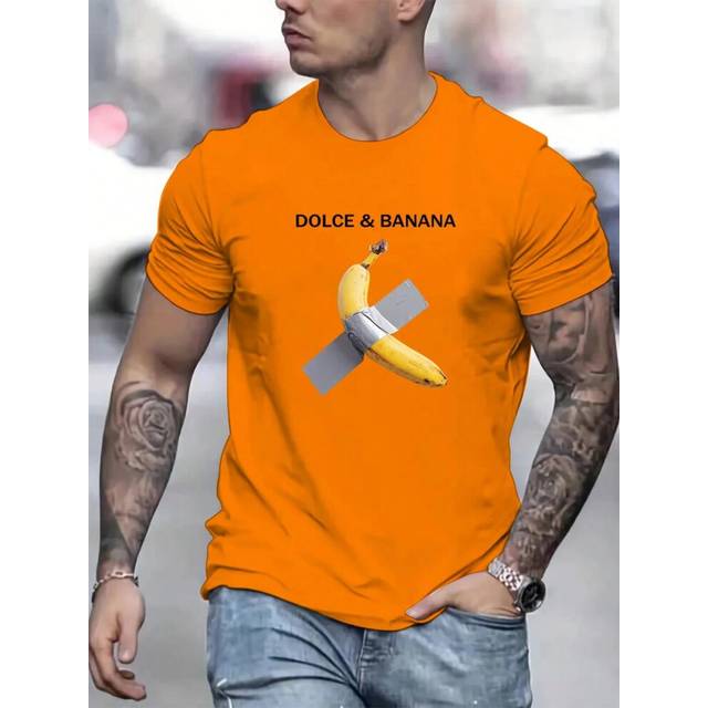 (HMY-972-4, Asian-2XL(85-90KG)) Summer Men Women T Shirt Designer Tee Tape banana Print Short Sleeve Cotton Tshirt Brand T-shirt Oversized Top Clothin