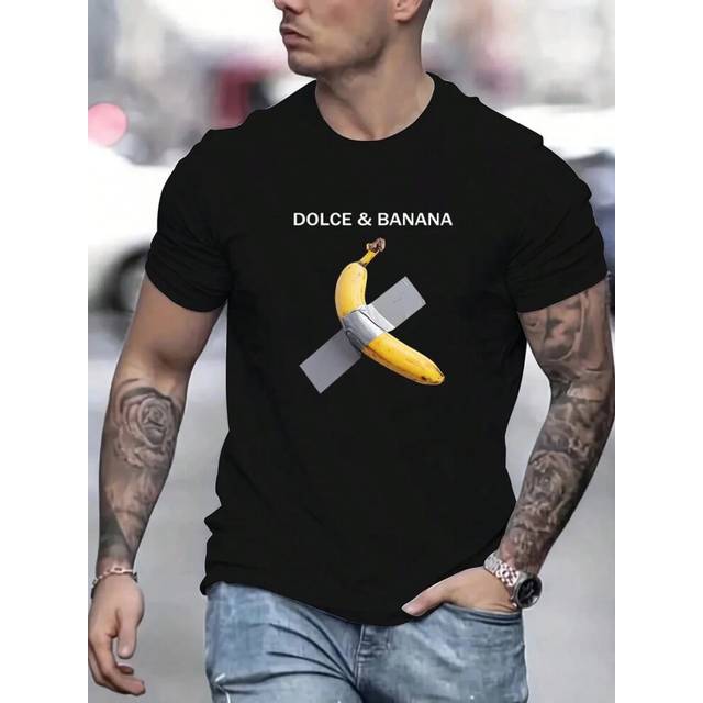 (HMY-973, Asian-3XL(90-95KG)) Summer Men Women T Shirt Designer Tee Tape banana Print Short Sleeve Cotton Tshirt Brand T-shirt Oversized Top Clothing