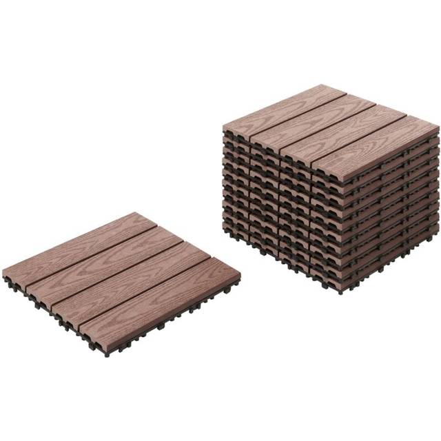Beliani Outdoor Flooring Atessa Wood-Plastic Composite (Wpc) Brown, Brown