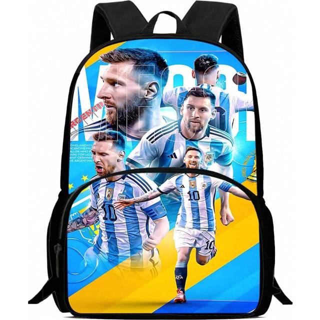 (QDBB-46H9A5) Child Backpacks Football Star M-messis Shoulder Bag Pencil Case Pupil Large Capacity School Bags for Boys Girls Best Gift