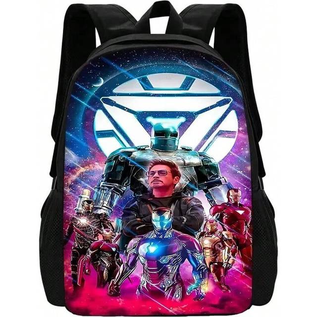 (XHOO1-SB-129-A5) Iron Man Marvels Child School Backpack with Lunch Bags ,Pencil Bags ,School Bags for Boys Girls Best Gift