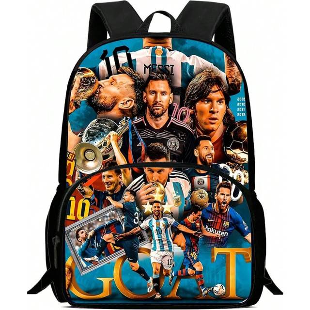 (QDBB-46H9A6) Child Backpacks Football Star M-messis Shoulder Bag Pencil Case Pupil Large Capacity School Bags for Boys Girls Best Gift