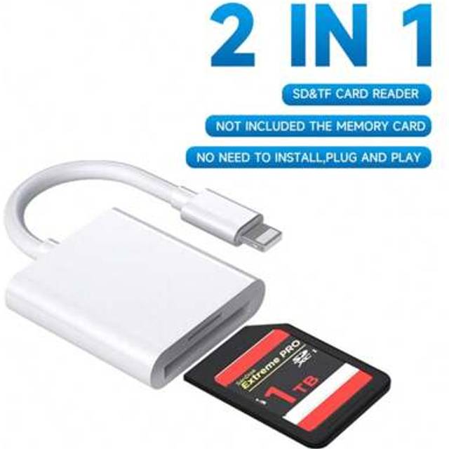 SHEIN SD Card Reader Compatible With IPhone IPad Camera,Dual Card Slot Memory Card Reader Supports SD And TF Card Trail Camera Viewer Sd Card Adapter Portab