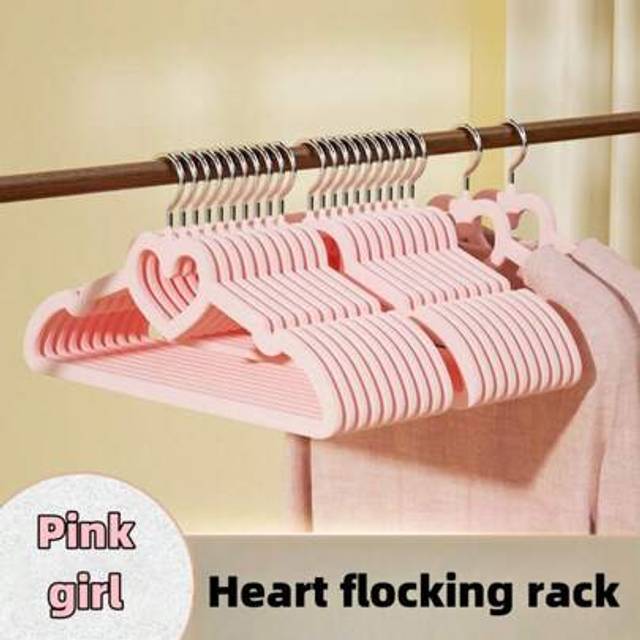 SHEIN 20 PCS Pink, Hangers With Tie Bar Clothes Hangers Non-Slip, Space Saving Felt Hangers For Pants, Coat, Suits, Shirt, Scarf Decorations Decor Festival