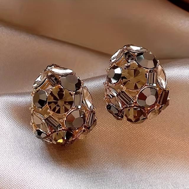 TEMU Pair Of Sweet And Elegant Rhinestone Water Drop Hoop Earrings, Alloy With 925 Silvery Posts, Golden Plated, , Parties, And Special Occasions