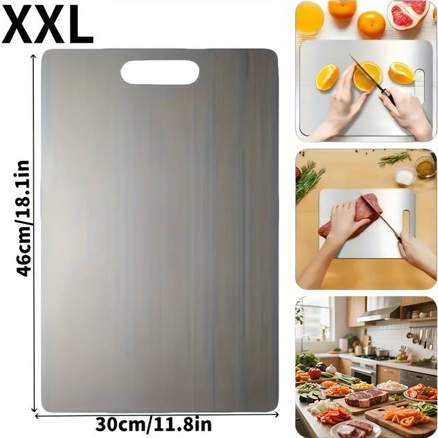 TEMU 1-piece Food-grade Stainless Steel Cutting Board, Suitable For Fruits, Vegetables, And Meat, Portable And Durable Accessory, Ideal For , Easy To Clean, Mother's Day Gift, Christmas Gift, 5 Sizes