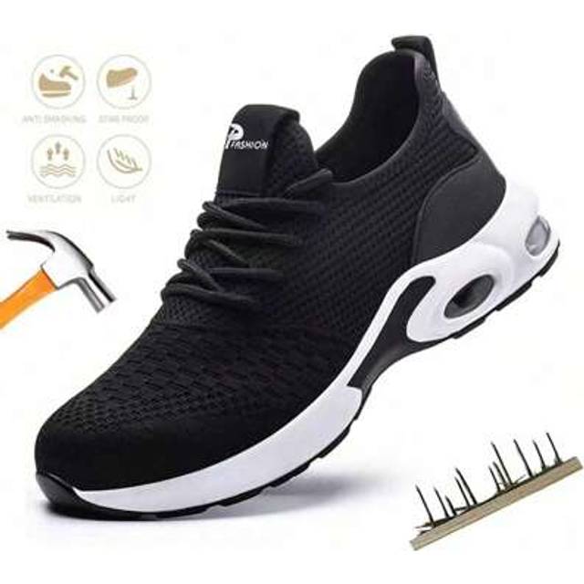 SHEIN Unisex Comfortable Lightweight Anti-Collision Safety Shoes, Steel Toe Shoes, Anti-Smashing Anti-Puncture Work Shoes, Lightweight Breathable Constructi