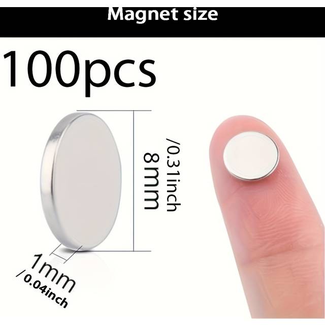 TEMU 100/200/300pcs Round Magnets, 8mm Diameter Round Magnets, Suitable For Purposes Such As Home, Office, Toolbox Organization, Etc