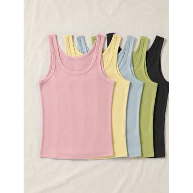 SHEIN 5pcs Women Basic Ribbed Knit Camisoles, Casual Summer , Basic Tops