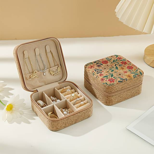 TEMU A Mini Jewelry Box, Compact And Portable, With Multiple Compartments For Rings, Earrings, Necklaces | Ideal Day Or Valentine's Day Gift