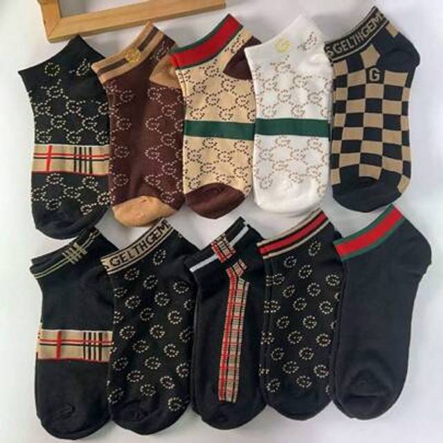 SHEIN Random 1/3/5/8/10/15/20 Pairs Men Stripe Color Block Short Crew Socks, Casual Breathable Sport Low Cut Socks For Daily Wear, Spring/Summer