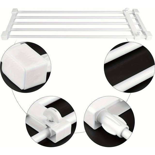 TEMU Greensen Modern Adjustable Extendable Floating Shelf, Telescopic Plastic Storage Divider, White, With No-drill Installation, For Bedroom, Bathroom, Kitchen, 73-128cm, Floating Shelves