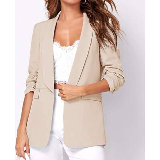 SHEIN Women Fashion Spring Classic Khaki Blazer For Daily Commute