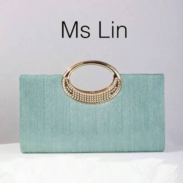 SHEIN Lightweight, Business Elegant Rhinestone Decor Bucket Bag Mini, Beautiful Mint Green Striped Decor Handbag With Metal Chain Shoulder Strap, Charming E