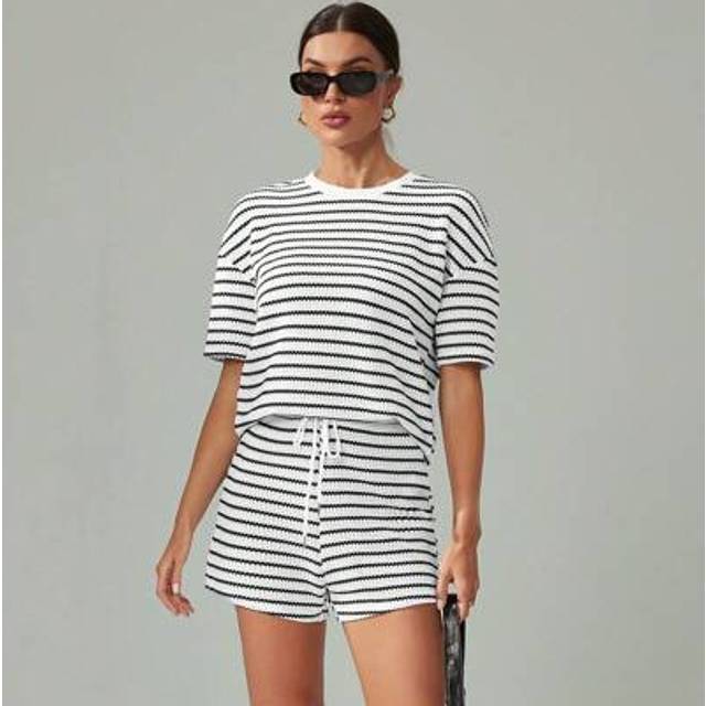 SHEIN Colorful Ark Plaid Shorts Women&#39;s Two Pieces Set