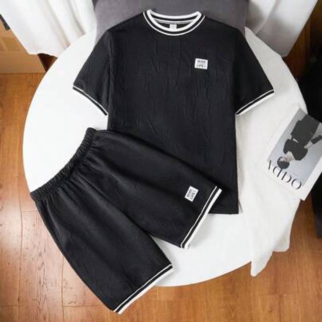 SHEIN 2pcs/Set Teen Boys Casual Short Sleeve T-Shirt And Shorts Set, Streetwear Punk Rock School College Daily Outing Party Music Festival Outfit, Suitable